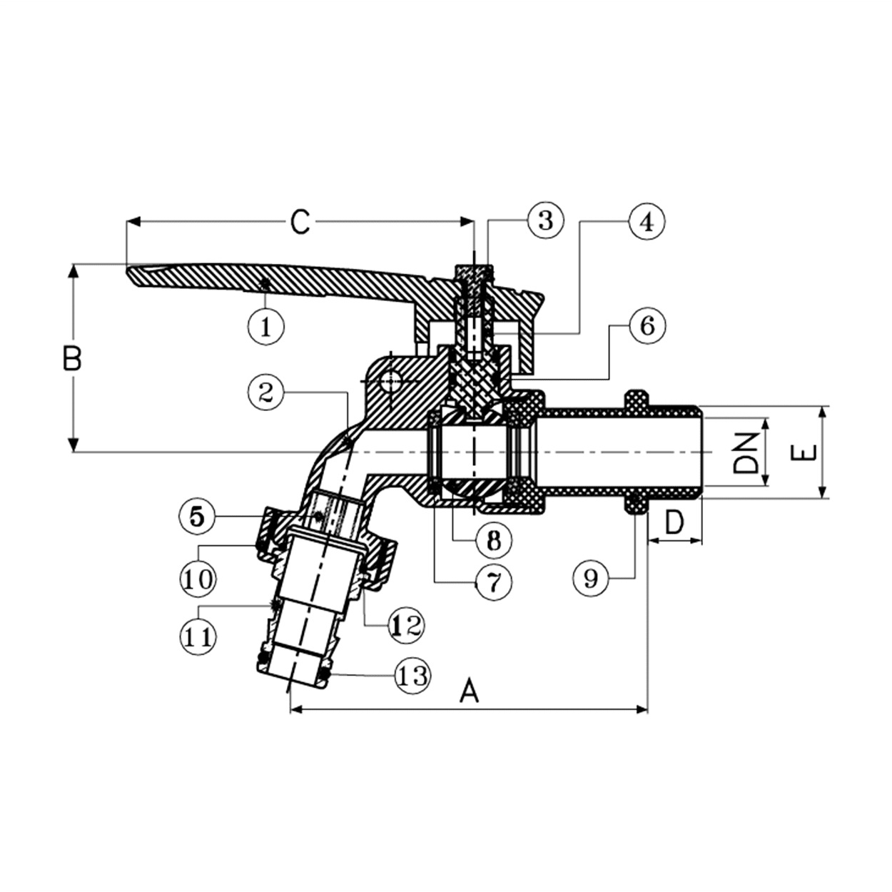 SANWA ก๊อกบอลสนามล็อคกุญแจ รุ่น CKT 15 L ขนาด 1/2 นิ้ว