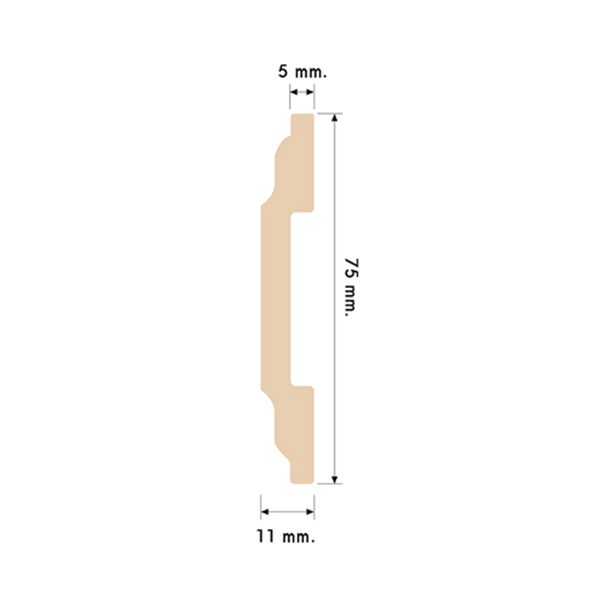 ไม้บัวกลาง YES MOULDING รุ่น BG004-04 สีไม้สักอ่อน ยาว 3 เมตร