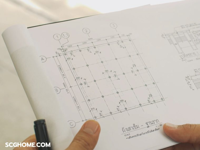 ภาพ: ตัวอย่างผังเสาเข็มที่รองรับบ้านขนาดเล็กชั้นเดียว ซึ่งหากสร้างเป็นบ้าน 2 ชั้น จะได้พื้นที่เพิ่มขึ้นมาก โดยใช้เสาเข็มจำนวนเท่ากัน