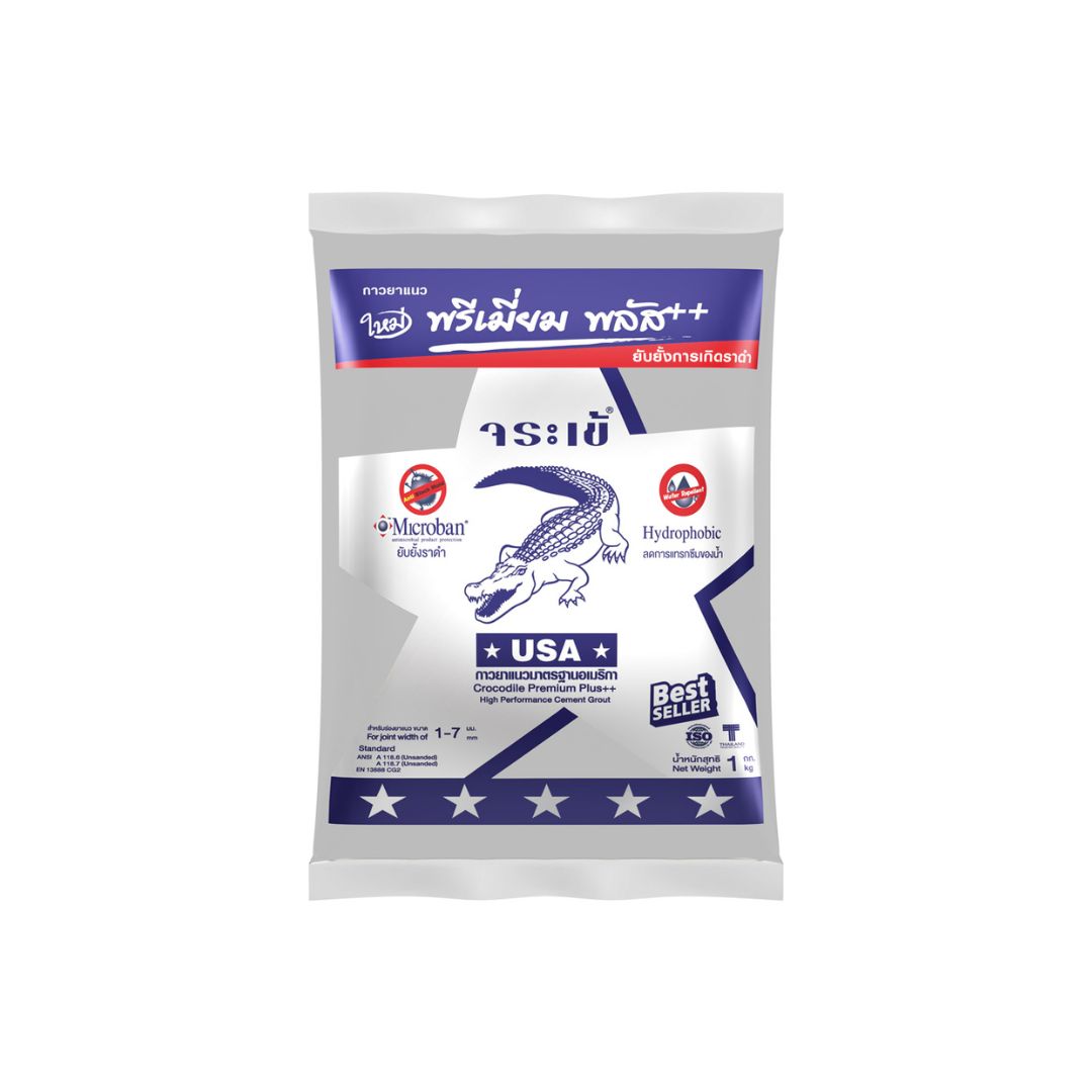 Crocodile กาวยาแนว จระเข้ รุ่นพรีเมียมพลัส 0771 สีเทาปะการัง ขนาด 1 กก.