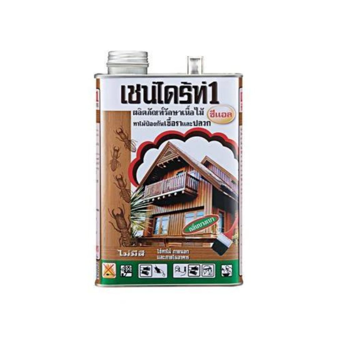 น้ำยากันปลวก รักษาเนื้อไม้ เชนไดรท์1 ซีแอล ไม่มีสี ขนาด 1.8 ลิตร