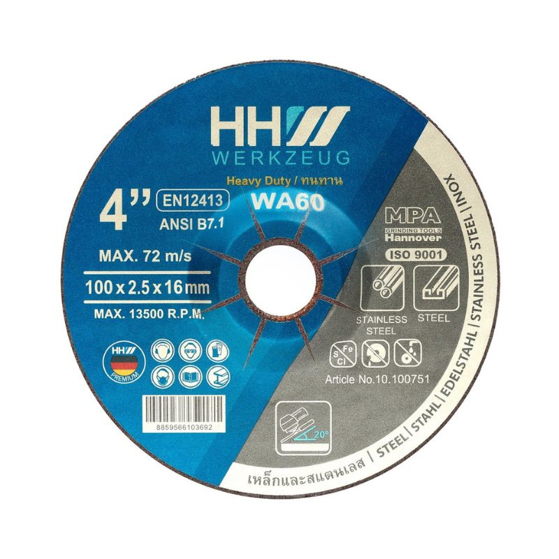 HHW Heavy Duty WA60 ใบเจียรเหล็กและสแตนเลส ขนาด 4 นิ้ว