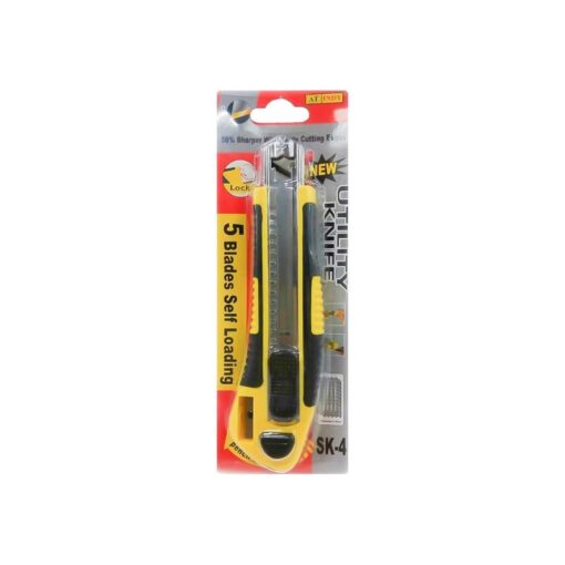 คัตเตอร์อเนกประสงค์ AT INDY รุ่น 15258C สีเหลืองดำ ขนาด 18 มม.