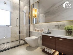 เลือกกระเบื้องพื้นผนังให้เหมาะกับห้องน้ำขนาดเล็ก 01