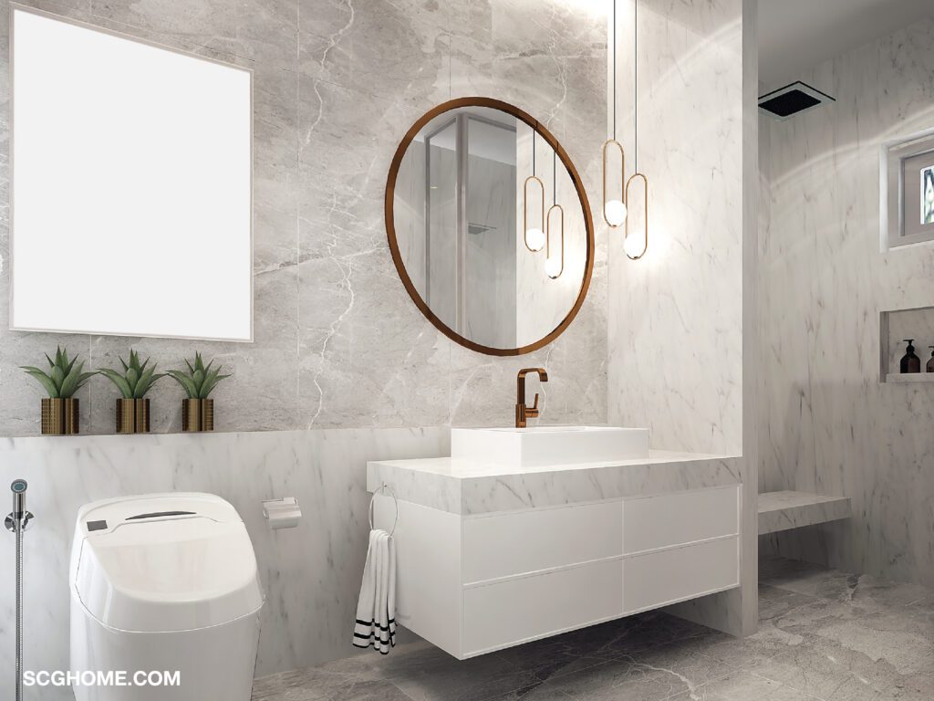 เลือกกระเบื้องพื้นผนังให้เหมาะกับห้องน้ำขนาดเล็ก 02