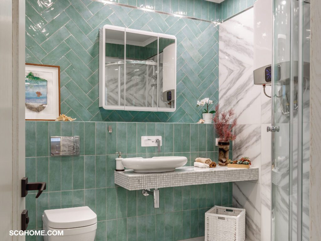 เลือกกระเบื้องพื้นผนังให้เหมาะกับห้องน้ำขนาดเล็ก 08