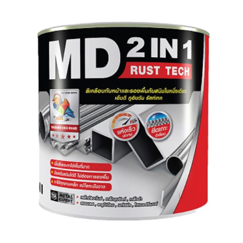 สีเคลือบเงากันสนิม TOA รุ่น เอ็มดี 2IN1 MG999 รัสท์เทค ขนาด 1/4 แกลลอน สีดำเงา