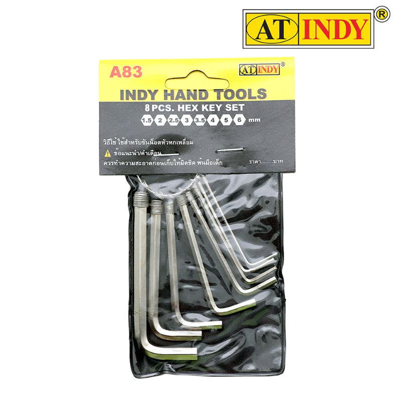 กุญแจหกเหลี่ยม AT INDY รุ่น A83 8 ตัว/ชุด