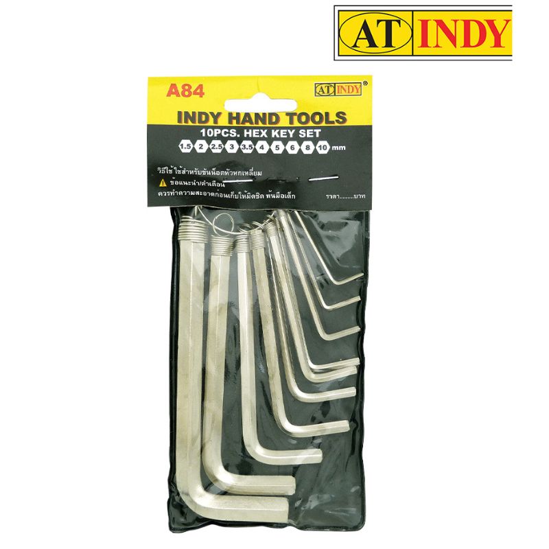 กุญแจหกเหลี่ยม AT INDY รุ่น A84 10 ตัว/ชุด