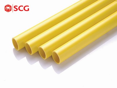 ท่อ PVC SCG ร้อยสายไฟ สีเหลือง ปลายเรียบ  ชั้น 1