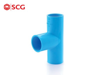 ข้อต่อ PVC สามทาง 90 หนา สีฟ้า ตราช้าง SCG