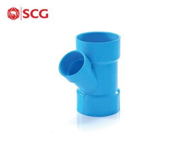 ข้อต่อ PVC สามทางวายลด-บาง สีฟ้า ตราช้าง SCG