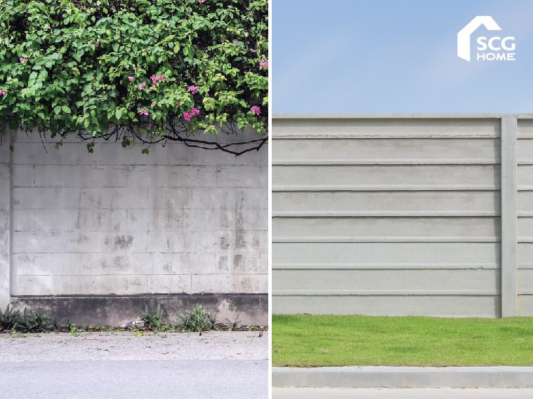 รั้วก่ออิฐบล็อกกับรั้วคอนกรีตสำเร็จรูป